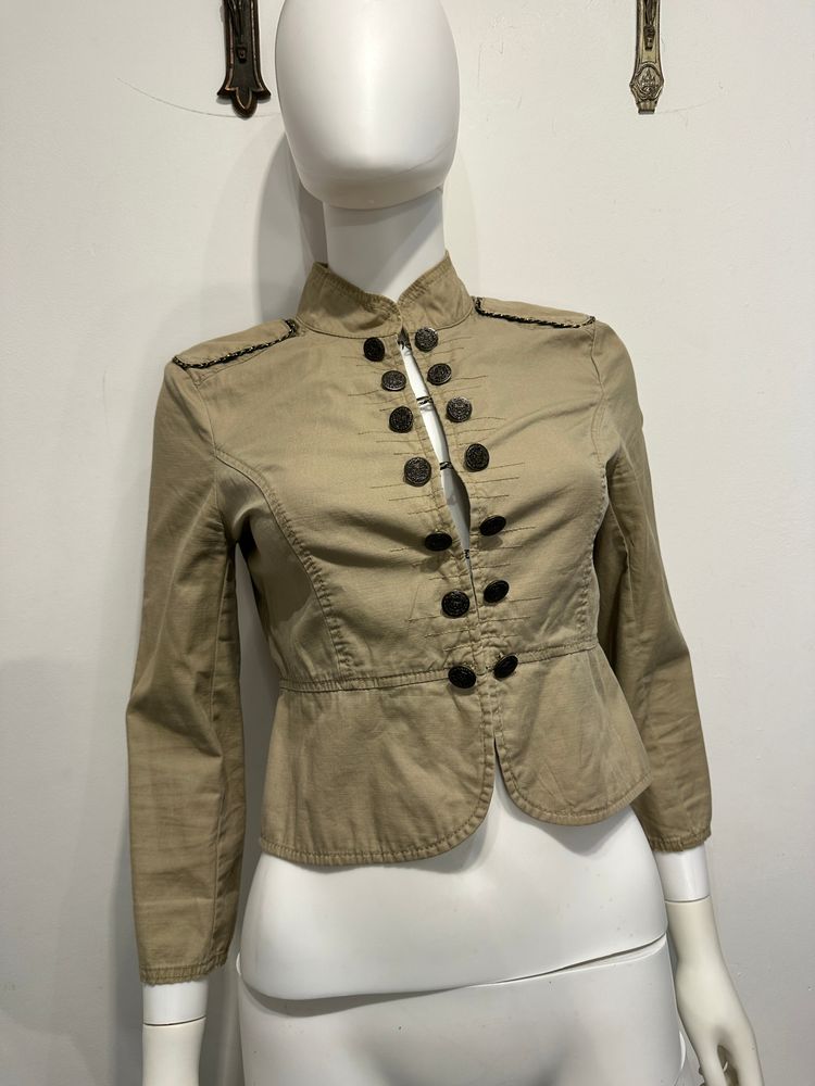 Beige Military-Style Jacket